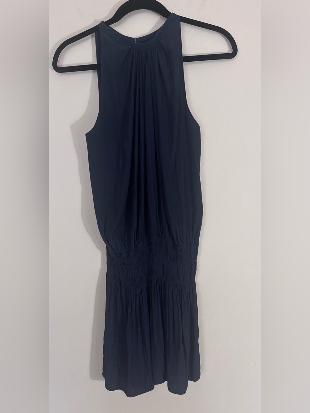 Ramy Brook Paris Sleeveless Smocked Waist Mini Dress Navy XS